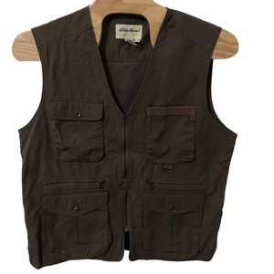 Eddie Bauer Mens Size L Hunting Fishing Photography Utility Cargo Vest In Khaki